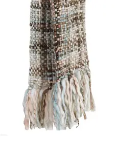 HANDICRAFT PALACE Women Turquoise Blue & White Checked Acrylic Scarf