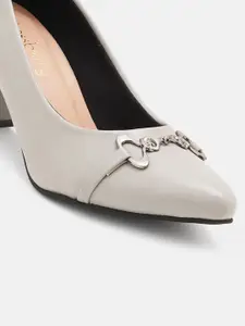 DressBerry Grey Block Pumps Heels