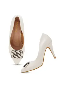 DressBerry White Kitten Pumps Heels