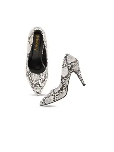 DressBerry White & Black Printed Stiletto Pumps Heels