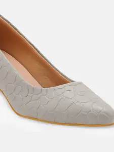 DressBerry Grey Textured Kitten Pumps Heels