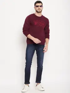 Duke Men Maroon Typography Acrylic Pullover