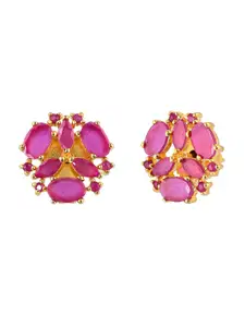 Voylla Pink Gold-Plated Contemporary Studs Earrings