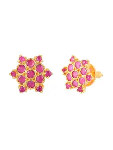 Voylla Pink Gold-Plated Contemporary Studs Earrings