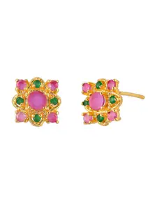 Voylla Pink & Gold-Plated Contemporary Studs Earrings
