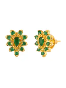 Voylla Women Gold Plated Green Contemporary Studs Earrings