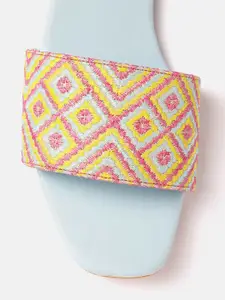 Sangria Women Geometric Woven Design Open Toe Flats