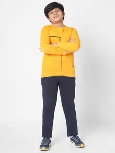 Sweet Dreams Boys Mustard Yellow & Navy Blue Fleece Tracksuits