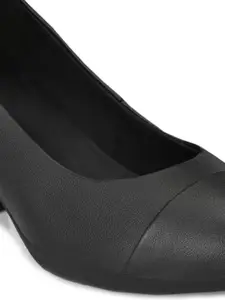 Delize Black Textured Block Pump Heels