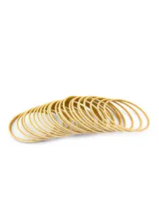 Efulgenz Yellow & Silver-Toned Set Of 24 Embellished Bangles