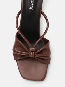 DressBerry Brown Solid Open Toe Heels