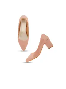 SAPATOS Peach-Coloured Block Pumps