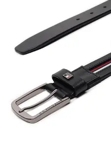 U.S. Polo Assn. U S Polo Assn Men Black Striped Reversible Leather Belt