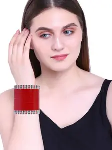 Efulgenz Antique Designer 48-Pcs Red Designer Bangle Set