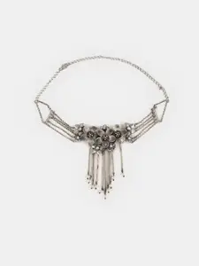SHAYA Silver-Toned & White Sterling Silver Necklace