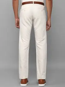 Allen Solly Men Cream-Coloured Textured Slim Fit Trousers