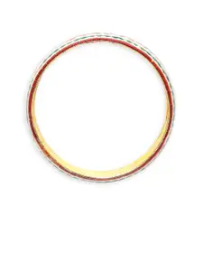 OOMPH Set of 2 Gold-Toned & Red Meenakari Floral Designed Bangle Set