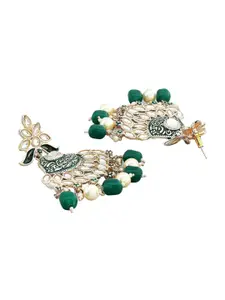 OOMPH Green & Off White Contemporary Chandbalis Earrings