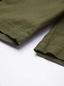 The Indian Garage Co Men Linen Cotton Slim Fit Cargo Shorts