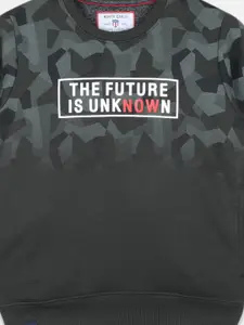 Monte Carlo Boys Olive Green Cotton Printed Sweatshirt