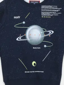Monte Carlo Boys Navy Blue Printed Cotton Sweatshirt
