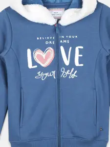Monte Carlo Girls Blue Printed Hooded Sweatshirt