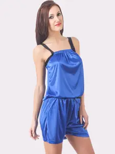 Fasense Women Blue & Black Night suit