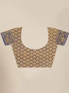 MS RETAIL Sea Green & Navy Blue Ethnic Motifs Zari Kanjeevaram Saree