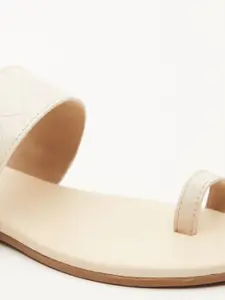 Tokyo Talkies Women Cream-Coloured One Toe Flats