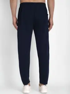 JAINISH Men Navy Blue Solid Pure Cotton Slim Fit Track Pants