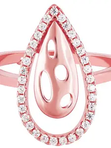 GIVA Rose Gold-Plated White CZ Studded 925 Sterling Silver Finger Ring