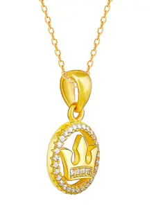 GIVA 925 Sterling Silver Golden Queen's Crown Pendant with Link Chain