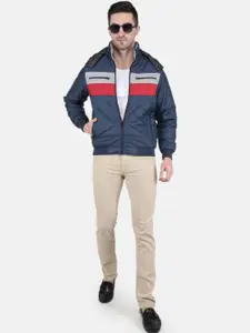 Monte Carlo Men Navy Blue Colourblocked Bomber Jacket