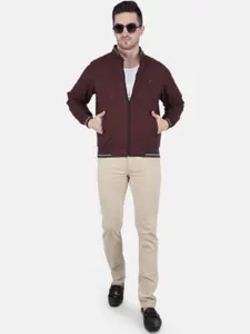 Monte Carlo Men Maroon Plus Size Bomber Jacket