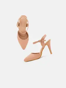 DressBerry Nude-Coloured Textured Pumps