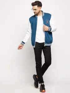 EDRIO Men Blue & White Fleece Sweatshirt