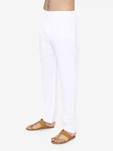 Manyavar Men Blue & White Solid Kurta with Pyjamas