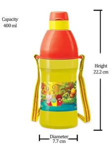 Milton Kool Joy 400 Yellow Printed Insulated Water Bottle with Straw 400 ml