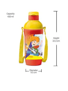 Milton Kool Active 400 Red Printed Leak Proof Insulated Water Bottle with Straw 430 ml