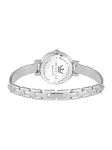 CRESTELLO Women Silver-Toned Brass Printed Dial & Silver Toned Stainless Steel Bracelet Style Straps Watch