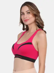 Amour Secret Pink & Black Removable Lightly Padded Racerback Sports Bra