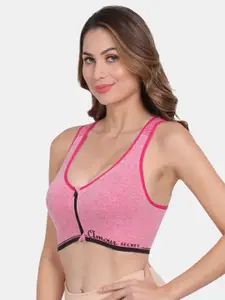 Amour Secret Pink Lightly Padded Anti Odour Front Zipper Open Sports Bra