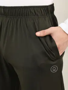 CHKOKKO Men Olive Green Dry Fit Track Pant