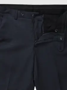 Van Heusen Men Navy Blue Checked Trousers