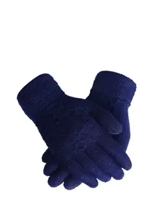 LOOM LEGACY Men Navy Blue Acrylic Gloves