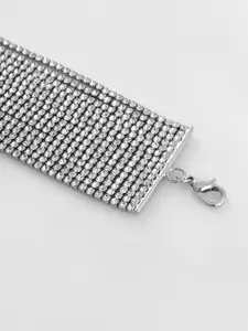 SOHI Women White Silver-Plated Wraparound Bracelet