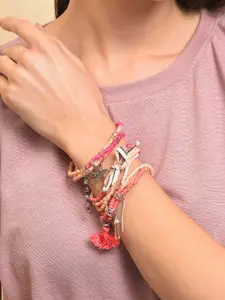 SOHI Women Pink & Orange Pack Of 3 Charm Bracelet