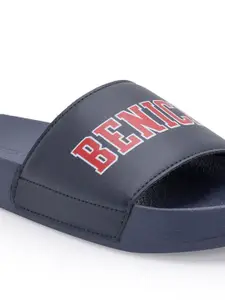 Red Tape Men Navy Blue & Red Printed Sliders
