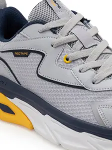 Red Tape Men Grey Textile Running Shoes