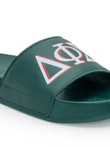 Red Tape Men Green & White Printed Sliders